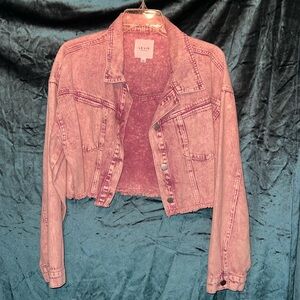 Le Lis Pink Acid Wash Jean Jacket